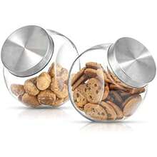 JoyJolt Tarro de galletas de todos los lados JoyJolt. Juego de 2 tarros de galletas para mostrador de cocina con tapas, tarro de caramelos, contenedor de golosinas para perros(default) - Multicolor - Ver 1