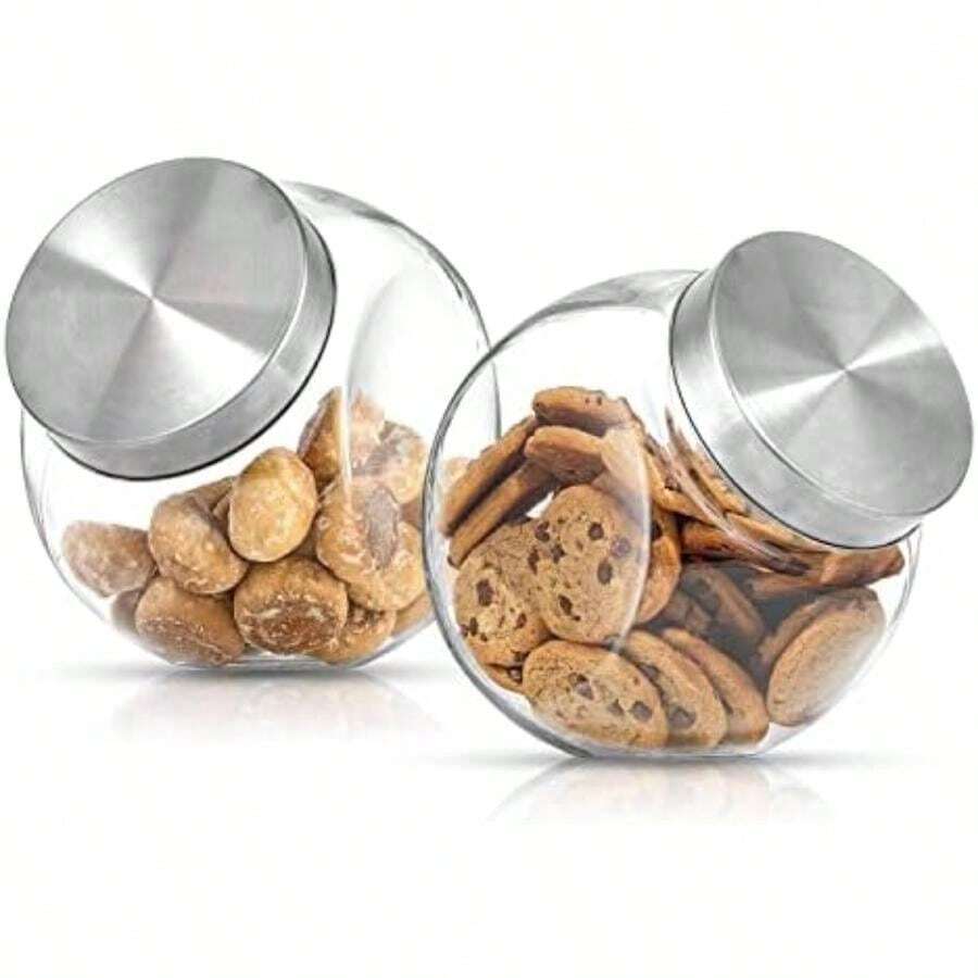 JoyJolt Tarro de galletas de todos los lados JoyJolt. Juego de 2 tarros de galletas para mostrador de cocina con tapas, tarro de caramelos, contenedor de golosinas para perros(default) - Multicolor - Ver 1