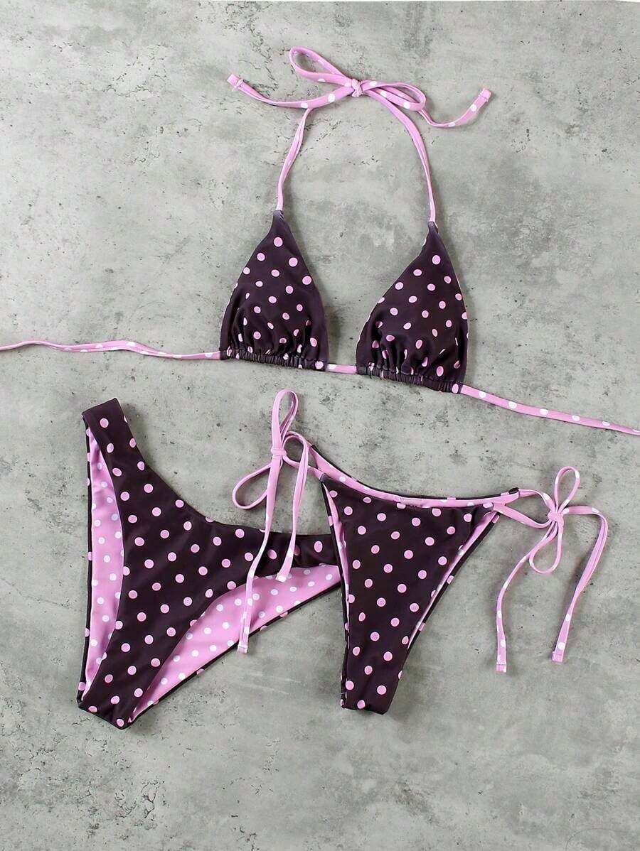 New Arrival Spring/Summer European And American Fashion Sexy Casual Elegant Polka Dot Print 3-Piece Women Beach Vacation Date Bikini Swimsuit - 彩色 - 查看 1