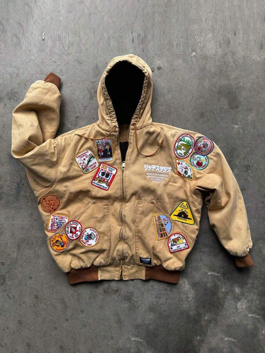 Sudaderas con capucha con cremallera y estampado 3D oversize unisex para uso casual - Óxido marrón - Ver 1