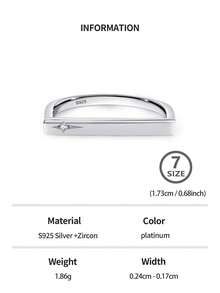 1pc Fashionable Cubic Zirconia Decor Silver Ring For Women For Daily Decoration - Silver - View 11