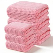6PCS Juego de Toallas de Baño de Vellón Coral, Toalla Suave, Toalla de Baño Muy Absorbente, Adecuado para Baños, Hoteles, Piscinas, Hogar (Azul) - Rosa - Ver 1