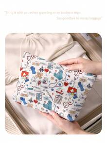 1 pieza Nueva bolsa cosmética portátil, estuche para almacenamiento de lápiz labial y brochas de maquillaje para estudiantes, bolso bandolera para viajes, bolsa de maquillaje, bolsa de aseo, artículos esenciales para viajes, regalos esenciales para vacaciones para hombres y mujeres - Multicolor - Ver 5