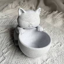 可爱猫咪抱着带排水孔的花盆 - 独特设计，适合种植多肉植物、小型花卉和仙人掌，无需用电，是卧室和客厅的理想之选。