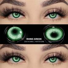 EYESHARE New Pair Of Colored Contact Lenses For Anime, Cosplay, Pink, To Enlarge Eyes, Blue/Gray, Colorful Makeup, Purple/Green/Red Beauty Pupils, 14.50 Mm (No Prescription) - 綠色 - 查看 2