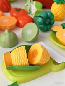 儿童过家家切菜玩具套装，逼真的水果蔬菜玩具套装，包含2个大苹果、收纳盒、刀、砧板和各种逼真的水果，是生日、圣诞节、节日送礼的绝佳选择，有助于培养孩子的动手能力和想象力。 - 橘色 - 查看 9