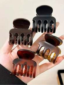 4件套高马尾固定神器发夹 女士高级新款多功能卷发爪夹发夹头饰 - 彩色 - 查看 8