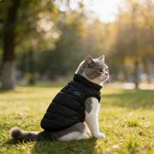 Winter Warm Dog & Cat Jacket - Thick Insulated Coat For Small Dogs | Soothing Colors Available: Cloud Blue (Light Blue), Classic Black - Multicolor - View 9