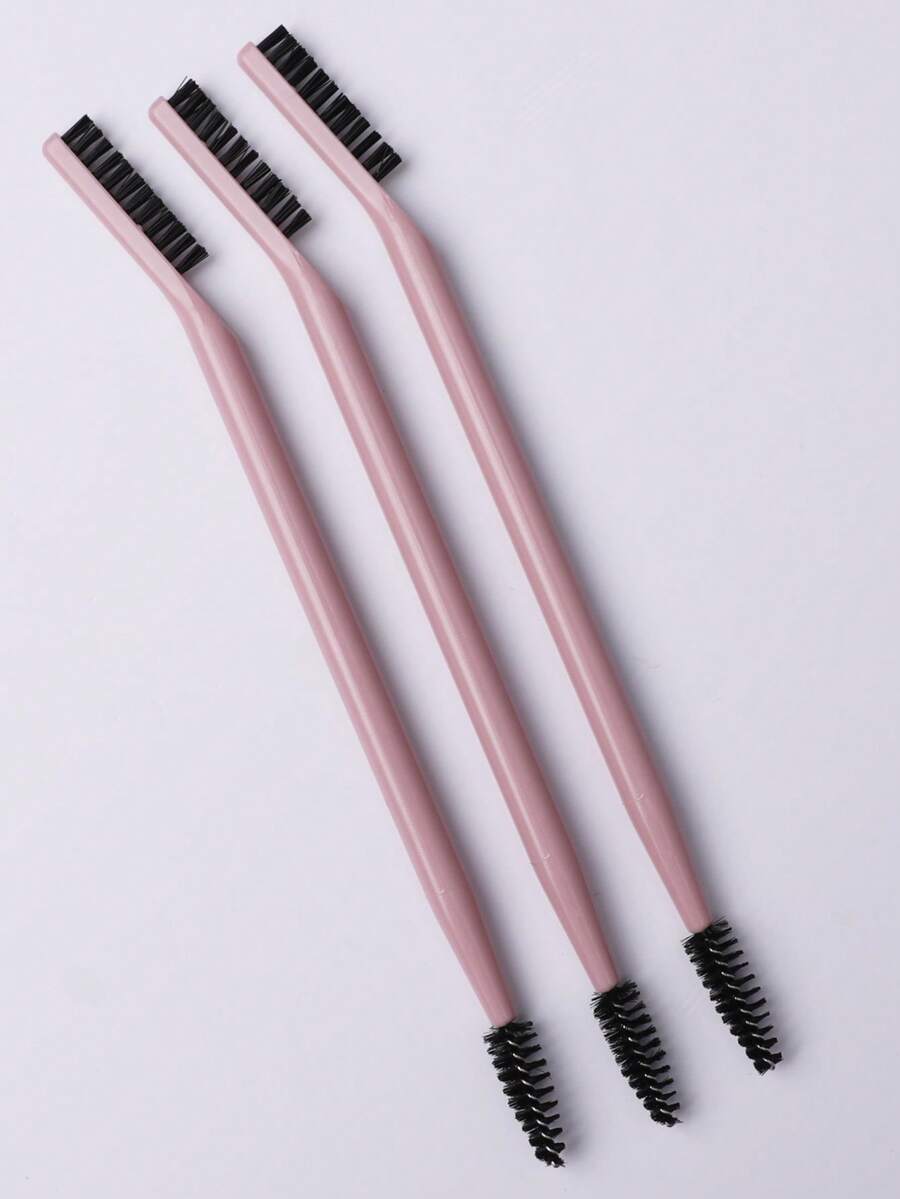 3pcs/Set White & Black Eyelash Curler Eyebrow Brush, Foldable Multi-Functional Dual-Ended Brush Combo - Multicolor - View 1
