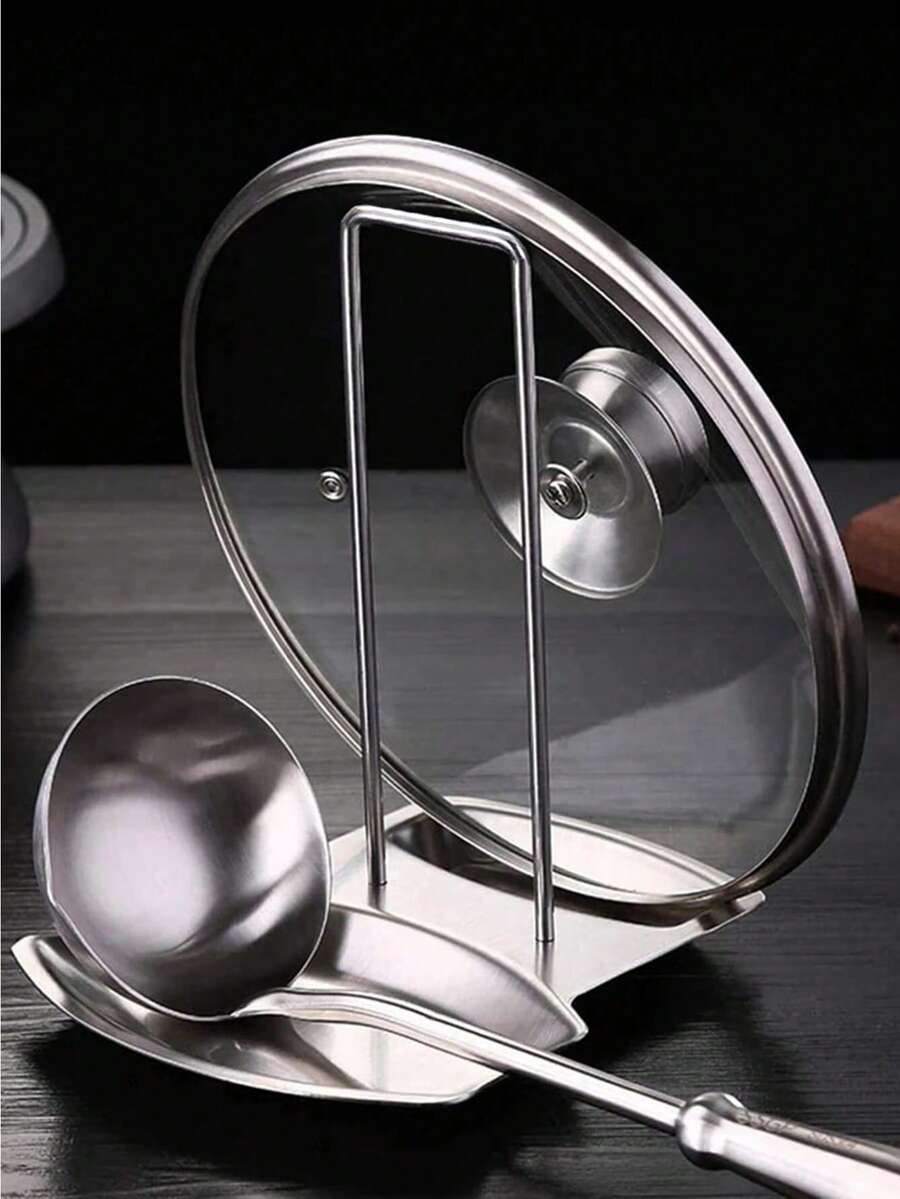 1pc Kitchen Utensil Holder, Can Store Spoons, Pot Lids And Other Items - Silver - View 1