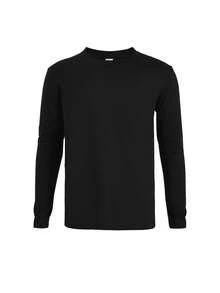 100% Pure Cotton, 6-Pack Of Men's Long-Sleeved T-Shirts, Suitable For Autumn Sportswear, Winter Layering, Workwear, And Can Be Used As Printed Fabric Templates.Men Gifts,Christmas - 黑色 - 查看 2