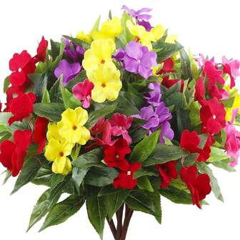 4pcs Artificial Balsam Flowers, Artificial Balsam Shrub, Artificial Balsam Flower Bouquet, Suitable For Patio, Lawn, Garden, Potted Plants And Porch Decor