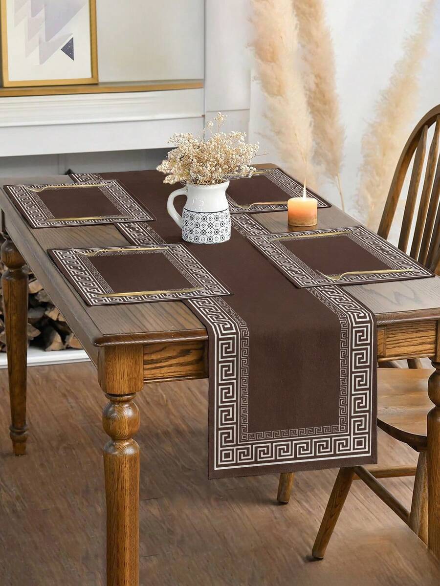 1/2/4/6/8 件套 - 优雅纯棕色餐垫、桌旗,简约中式风格 - 适用于节日宴会和日常厨房、餐厅、杯垫、长方形装饰、家居装饰、完美礼品餐垫、派对餐垫、壁炉架装饰巾、玻璃门窗帘装饰、玄关装饰、餐桌装饰、房间装饰、床罩、新年装饰、马年装饰 - 棕色 - 查看 1