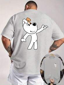 2026 Camiseta de Manga Corta Deportiva Casual para Hombre, Cuello Redondo Acanalado, Impresión Frontal y Trasera de Doble Cara, Tejido de Punto, Refrescante y Cómoda, Impresión de Perro de Dibujos Animados, Adecuada para Actividades al Aire Libre, Camiseta de Manga Corta de Verano.% Algodón - Negro - Ver 8