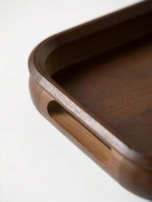 1pc Walnut Wood Tray With Handle Design, Suitable For Serving Food, Snacks, Beverages, Sushi, Steak, Pizza, Desserts, Cakes, Breads, Breakfast Tray, Coffee Tray, Tea Tray, Charcuterie Board, Ramadan, Valentine's Day, Chinese New Year - Maroon - View 7