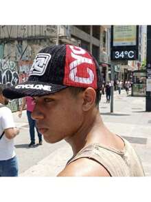 Cyclone Velvet Unisex Cap With Curved Brim In 3 Colors - 黑色與紅色 - 查看 3
