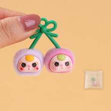 新款植绒双樱桃树脂DIY手工可爱创意饰品配件钥匙扣吊坠 - 彩色 - 查看 4