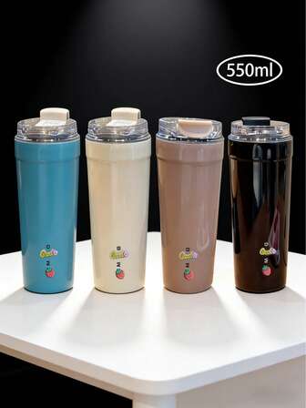 全新原创Logo 550ml办公饮水杯，旅行便携水瓶，高品质不锈钢真空车载杯，防漏手柄咖啡杯，适合休闲场合，贴纸，卡通图案