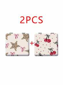 1 pezzo Specchio da toeletta portatile serie Y2K, specchio a mano pieghevole, ultra sottile e leggero, comodo, in pelle PU durevole, adatto per molteplici scenari e per tutti, specchio pieghevole e tascabile, con motivi unici come leopardo, stelle e ciliegie, struttura di piegatura delicata, durevole e affidabile, resistente agli urti, facile da trasportare, copertura girevole a 180°, multifunzionale - Multicolore - Visualizzare 10