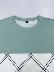 GRDR 1pc Men's Casual Contrast Color Round Neck Short Sleeve T-Shirt, Business Style, Summer