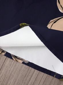 春夏藍色與杏色花卉印花背心上衣與短褲2件套，波希米亞度假休閒優雅風 - 彩色 - 查看 6
