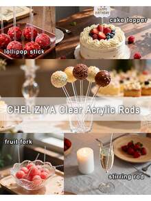 50pcs Acrylic Lollipop Sticks, Cake Pop Sticks, Candy Sticks, Stirrers, Transparent Round Plastic Rods, Reusable Cake Decorating Sticks, Suitable For DIY Crafts, Party Decorations, Gardening, Weddings, Halloween, Christmas Candies, Handmade Items, Garden Plants, Birthdays, Graduations, Baking Tools, Kitchen Accessories (4 Inch, 6 Inch, 8 Inch, 10 Inch) - Multicolor - View 5