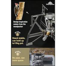 Estufa de camping butano portatil con un solo quemador y bolsa de almacenamiento para uso en exteriores diseño plata con encendedor integrado - como en la foto - Ver 3