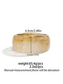 1 pièce Bracelet large en résine à motif géométrique arc bohème, teinture à la cuve. Bracelet en résine polyvalent, charmant, idéal pour les fêtes, les mariages et les occasions décontractées. Légers défauts et variations de couleur dans la résine sont normaux.