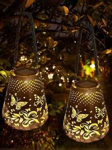 1 chiếc đèn treo hình bướm bằng sắt chạy bằng năng lượng mặt trời - Cảm biến tự động ngày/đêm, ánh sáng LED ấm áp, thiết kế hình bướm tinh tế, lý tưởng cho sân vườn/sân hiên/ban công, đèn trang trí ngoài trời hoàn hảo cho mùa xuân và Ngày động. - Nhiều màu - Xem 2