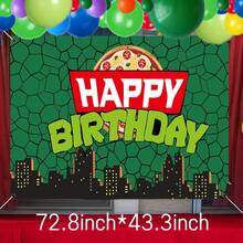 120 Pieces Pizza-Themed Birthday Party Decoration Balloon Arches. Includes Light Green, Dark Green, Fruit Green, Red, Orange, Blue, Purple And Pizza Aluminum Film Balloons. Suitable For Boys And Girls' Birthday Parties, Baptisms, Gender Reveal, And Cartoon Party Decorations. - Multicolor - View 2