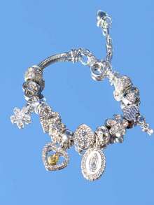 1pc Religious Virgin Mary Charm Bracelet, 1pc Religious Cross Bracelet, 1pc Fashion Sakura DIY Bracelet, 1pc Fashion Heart Lock & Key Bracelet - Gold - View 15