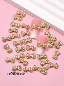 Pacote com 10 ou 20 adesivos de unhas com laço dourado falso, ideais para decoração de unhas, presentes e lembrancinhas de Ano Novo. - Multicolorido - Ver 7