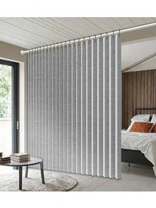 1 Freestanding Folding Room Divider Curtain, Suitable For All Seasons, Elegant Hanging Fabric Curtain, Ideal For Rental Home Bedside, High-Quality For Living Room, Bedroom And More - Multicolor - View 1