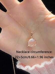 优雅月光石项链，简约椭圆形吊坠锁骨链，精致樱花粉水晶项链，百搭小巧颈链 - 彩色 - 查看 7