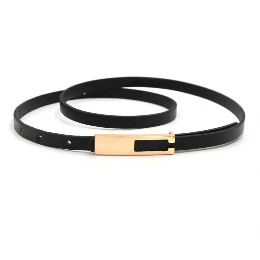 1pc Minimalist Elegant Women's Thin Waist Belt, Suitable For Dresses, Pants - Black - View 1