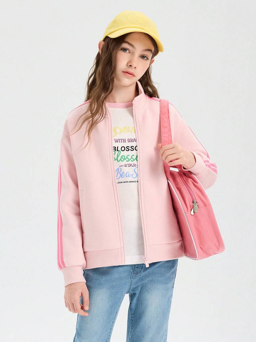 Balabala Tween Girl' Spring Jacket 2026 Soft Lightweight Casual Outerwear For Boys & Girls - White Red - View 1