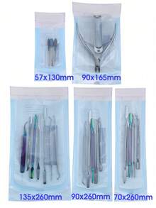 10 buah Kantong Sterilisasi Kuku, 5 Ukuran, Kantong Sterilisasi Perekat Otomatis, Cocok untuk Alat Kuku, Kantong Penyimpanan Sekali Pakai untuk Pinset, Pendorong Kutikula, Gunting, dan Alat Kuku Lainnya - MultiWarna - View 2