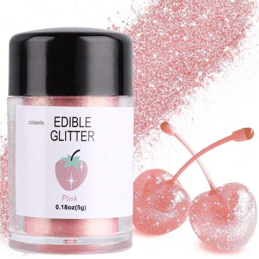 可食用闪光粉亮片珠光粉食品装饰撒粉，适用于饮料、葡萄酒、蛋糕、糖果、甜点、烘焙店、餐厅、素食 - 彩色 - 查看 1