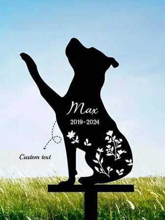 Personlig metallminnesgård för hundar - Ett omtänksamt och hållbart husdjursminne, anpassningsbart med graverat husdjursnamn och datum - Väderbeständigt, lämpligt för placering utomhus i trädgården | Idealisk kondoleansgåva vid förlust av husdjur | Precisionsgravering, lämplig för utomhusvisning