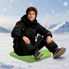 LianDu-US Sledding Snowboard With Handle And Pull Rope For Winter Fun, Skiing, Sandy Terrain, Grassy Areas, 21*12.2*12.2 Inches (Green) - Green - View 3