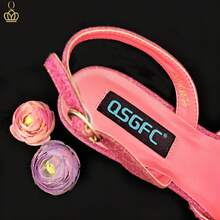 QueenYan Women's Elegant Shoes And Bag Set, Hollow Design Acrylic Square Bag, Sexy Rhinestone Embellished High Heels, Suitable For Parties And Daily Wear - Hot Pink - View 7