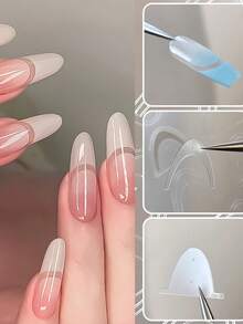 1 Sheet 3 Styles French Manicure Stickers - Self-Adhesive Hollow Lace Nail Art Stickers - 3D Hollow Spray Painting Template Tools Nail Supplies - Checkerboard French Manicure Design DIY Elegant Nail Stickers, Suitable For Valentine's Day And New Year Nails - Multicolor - View 7