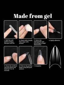 500 cái/túi Móng giả siêu ngắn, hình hạnh nhân, trong suốt, có thể dán, kiểu Pháp, làm móng gel acrylic cho salon và tự làm tại nhà, 10 kích cỡ. - Nhiều màu - Xem 5