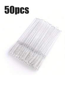 200/100/50/10pcs Set Eyelash Brush, Mascara Brush, Flexible Disposable Eyebrow Brush, Eyelash Extension Brush, Eyebrow Brush, Castor Oil Brush (Crystal White) - White - View 8