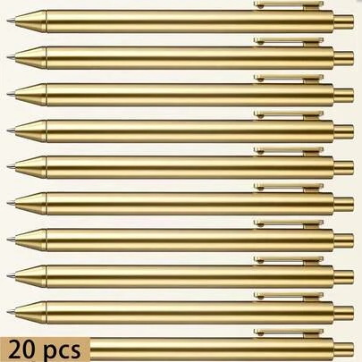 5/10/20 Piezas Bolígrafos de tinta negra de punta media (1.0mm) de plástico dorado retráctil de lujo, aptos para bodas, fiestas nupciales, oficina de negocios, estudiantes, maestros, escuela, diarios y regalos