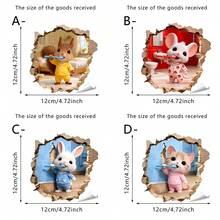 1pc Cute Cartoon Animal Wall Sticker (Broken Wall Effect), Removable, Self-Adhesive, Waterproof PVC Bathroom Decorative Sticker, Suitable For Sinks, Children's Rooms, Living Rooms, Bedrooms, And Home Decoration.