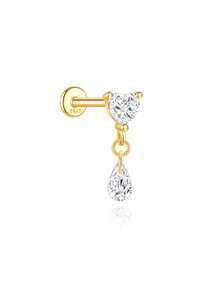 SereneSpark 1件/1对 心形星星月亮925纯银耳环 女士18K镀金耳夹耳钉 耳廓耳软骨平底耳环 日常佩戴 婚礼派对 订婚 圣诞节礼物 精致珠宝 - 金色 - 查看 15