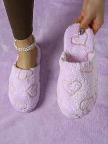 Dép nữ Purple Heart, dép đi trong nhà đế mềm, mềm mại và bền chắc, thích hợp cho mùa thu/đông, dép cho sinh viên ký túc xá, dép đôi. - Màu tím - Xem 2