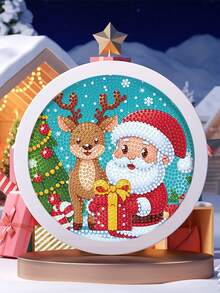 1pc Christmas 5D Diamond Painting Kit With Frame - DIY Children Mosaic Diamond Art | Holiday Handicraft, Fun Handmade Christmas Decoration, Ideal Christmas & New Year Gift For Boys And Girls, Porch And Indoor Home Decor - Christmas Diamond Painting - View 13