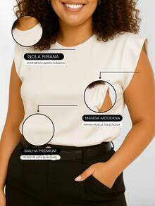 Women's Plus Size Muscle Tee, 100% Premium Cotton, Basic Casual Style - J00 - Mati - View 2